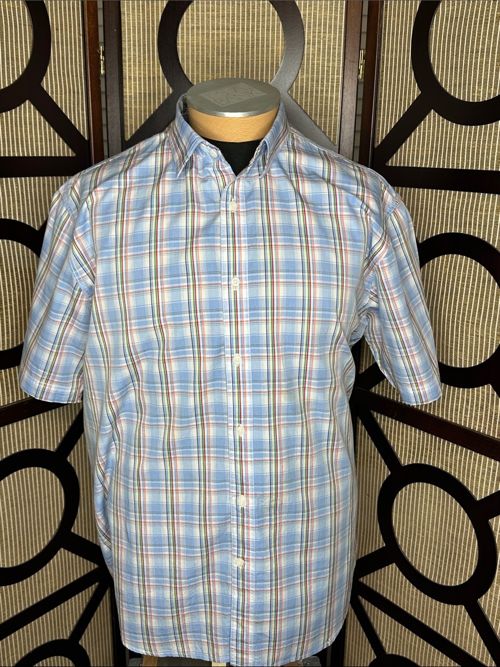 James Campbell men's short-sleeve plaid shirt Size XXL